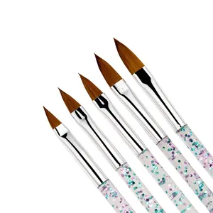 5Pcs Crystal Handle <b>Nail</b> Brushes Acrylic Powder UV Gel Drawing Painting Brushes Carving/Extension Pen Professional <b>Nail</b> <b>Tools</b> - Product Image 3