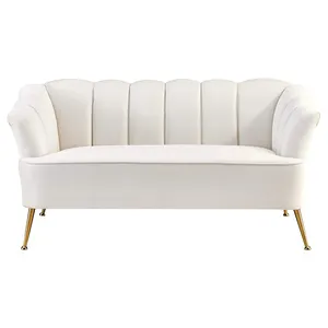 Elegante Shell Ontwerp Woonkamer Sofa Wit Kleur, Getuft Fluwelen Sofa Sectionals