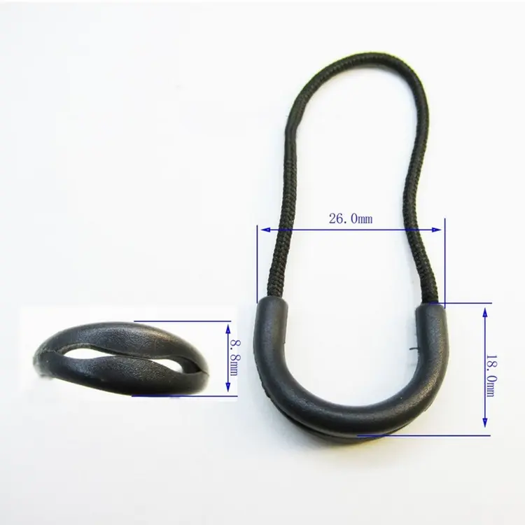 Wholesale Plastic Black Cord Zipper Pulls Rope Ends Lock Zip Clip Buckle for Backpack Clothing