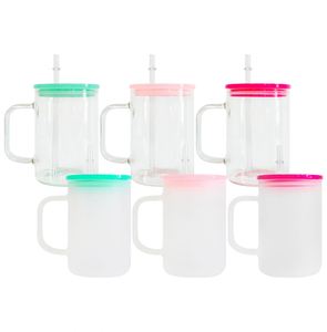 Paquete de 25 Tazas de Café de Vidrio Transparente Esmerilado de 17 oz con Tapas de PP para Sublimación por Transferencia de Calor - Product Image 3