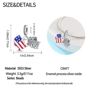 Bracciale per il 250° Anniversario degli USA, Charm <span class=keywords><strong>in</strong></span> <span class=keywords><strong>Argento</strong></span> <span class=keywords><strong>925</strong></span>, Bracciale con Charm 'Spirit of America' per Regalo del Giorno dell'Indipendenza, Inciso con '1776' - Product Image 4