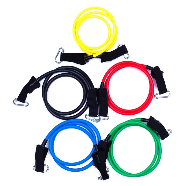 New Design Home Gym Eco Friendly Hooks 100 Lbs Exercise Power Latex Elastic 11pcs Resistance Bands Tubes With Door Anchor