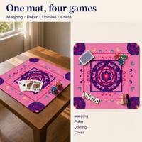 Tapis de jeu carré silencieux pour Mahjong, base en caoutchouc antidérapante, lavable, pour Mahjong, Poker, Domino, Échecs, impression personnalisée