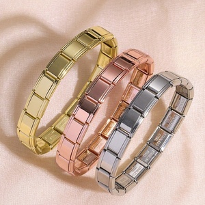 Bracciale Modulare Unisex in Acciaio Inossidabile Italiano, Catena Placcata Argento e Oro, Design Compatto di Nicchia, Fai-da-te, Delicato e Versatile - Product Image 3