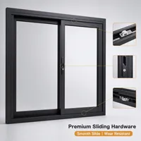 Ventana Corredera de Aluminio con Rotura de Puente Térmico, Doble Vidrio, Resistente a Huracanes, Diseño de Eficiencia Energética para Instalación Exterior en Edificios