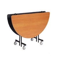 Table de banquet ronde moderne QZ6092 pliable avec roulettes, mobilier d'hôtel en métal durable pour la restauration, les hôtels, les écoles et les hôpitaux