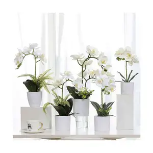 wholesale real touch 3D 9 heads faux flowers artificial orchids plants silk flowers decorative for home wedding decoration