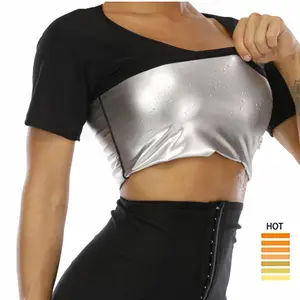 In stock Sauna Sweat Women Shirt Vest Top Waist Trainer Fat Burning Shapewear Fitness Sauna Suit