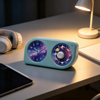 Réveil numérique LCD à double écran LongDeli avec contrôle tactile, compte à rebours (60 min), heure fixe (1-6 heures), pile AA