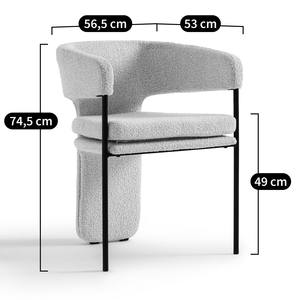 Sedia da Pranzo in Tessuto Bouclé Stile Nordico con Braccioli a Botte e Schienale Imbottito Gambe in Metallo per Soggiorno - Product Image 6