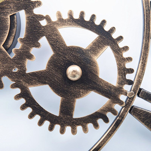 Stile industriale numeri romani in ferro ingranaggio scheletro metallo nero <span class=keywords><strong>orologio</strong></span> da parete al quarzo silenzioso di grandi dimensioni - Product Image 3