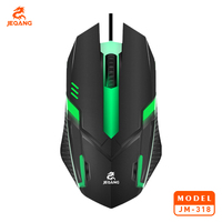 JM-318 Mouse Gaming Berkabel dengan Lampu Bernapas 7 Warna yang Tersinkronisasi, Mesin Optik 1600 DPI, Mouse Ergonomis Berkabel untuk PC Laptop