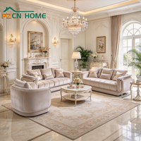 Canapé-lit de style européen luxueux, blanc crème, en velours doux, ensemble de canapés 3 2 1 pour salon avec coussins décoratifs