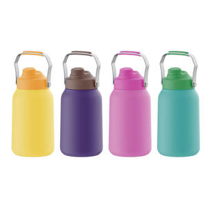 Bouteille d'eau en acier inoxydable grande capacité (64oz, 128oz) pour la gym, avec poignée large et couvercle à paille - Product Image 5