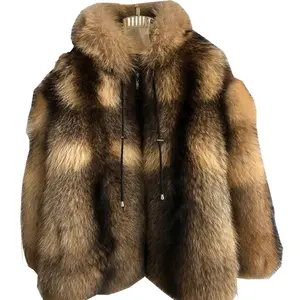 Luxury Genuine Natural Raccoon Fur Hooded Jackets Men Women Winter Real Fur Coats