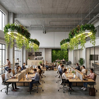 Lustre végétal biophilique ovale avec plantes grimpantes LED, suspension décorative pour restaurant, café, bureau, espace commercial, vente en gros, personnalisable