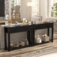Console moderne de style farmhouse avec 2 tiroirs et étagère de rangement de 32 pouces pour salle à manger, salon, entrée, couloir