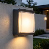 Lampada da Parete LED Moderna a Cubo, Applique da Esterno Impermeabile IP65, Grigio Scuro e Bordo Trasparente, Illuminazione Su/Giù per Hotel e Casa