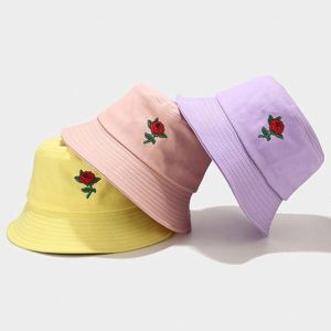 100% Cotton Unisex Fashion Flower Embroidered Bucket <b>Hat</b> Summer Fisherman Cap for <b>Men</b> Women Teens - Product Image 1