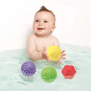 Оптовая продажа, цветной мягкий мяч для ванной комнаты с BB свистком, резиновый текстурированный мяч, виниловый детский мяч, игрушка