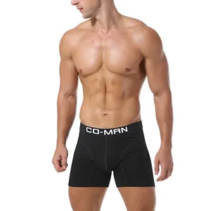 Custom Logo Comfortable Fabric Mens Boxer Brief Black Underwear