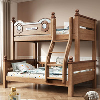 Lit superposé en bois massif au design moderne et durable avec échelles pour enfants, options multi-tailles