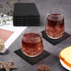 Factory Wholesale Dark <b>Black</b> square Round Heart Hexagon Shape Office Coffee Cut Side or Rough Slate <b>Coasters</b> - Product Image 3