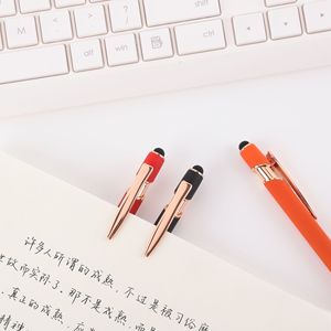Kustom 2-in-1 kapasitif untuk pena Stylus Promosi emas mawar layar aluminium Logo bola ukir pena 1.0mm lebar menulis - Product Image 2
