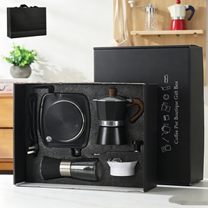 Juego de Cafetera Espresso Portátil de Metal de 7 Piezas con Estufa, Tetera, Herramientas de Barista, Cafetera MOKA, Diseño Europeo, Caja de Regalo Premium, Molinillo - Product Image 3