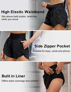 Logo personnalisé Nouvel ourlet fendu <span class=keywords><strong>Short</strong></span> d'entraînement 2 en 1 pour <span class=keywords><strong>femme</strong></span> à taille super haute <span class=keywords><strong>Short</strong></span> de sport de course et de gymnastique pour <span class=keywords><strong>femme</strong></span> - Product Image 3