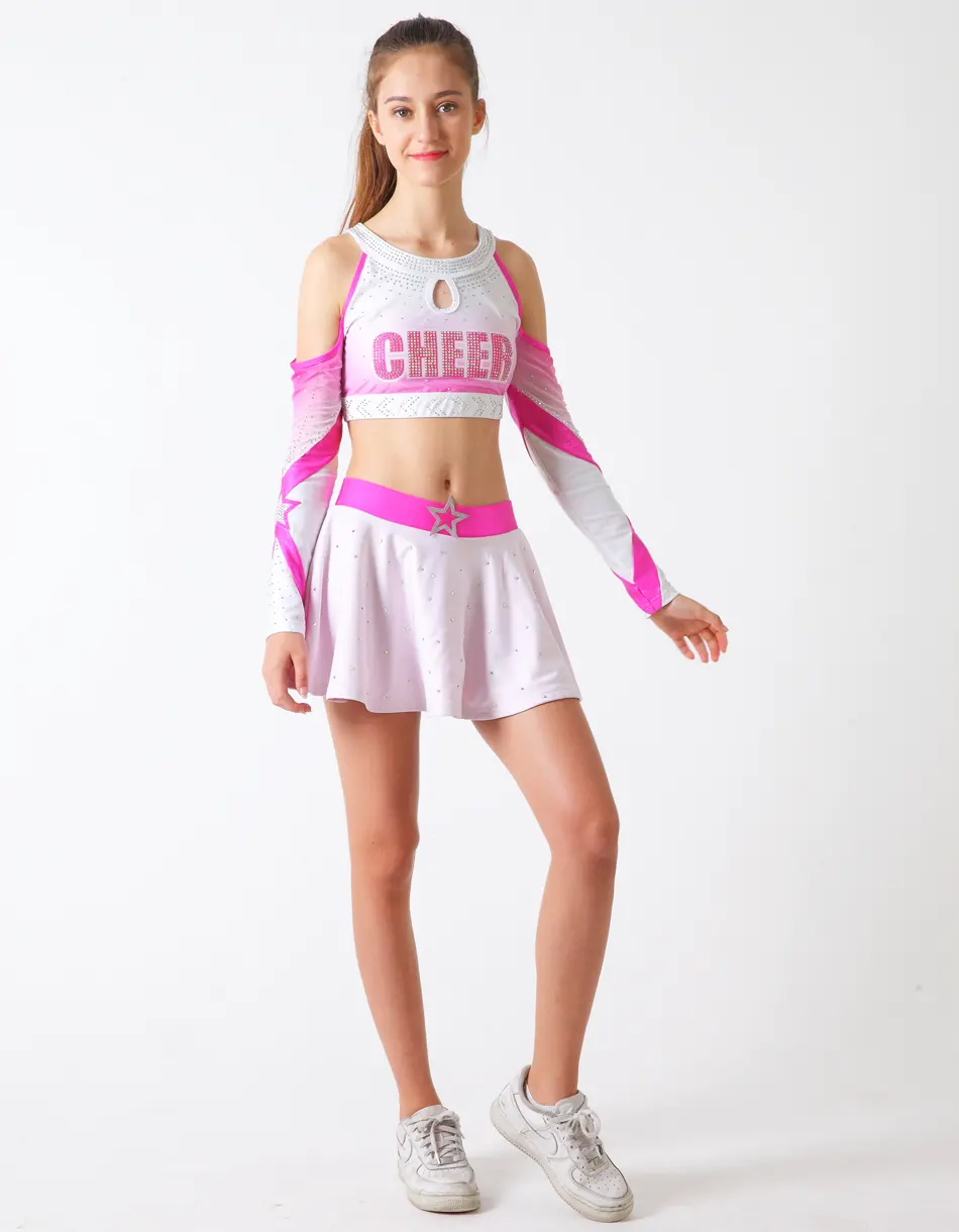 Atacado collant e uma saia, de alta qualidade uniforme de líder de torcida, sublimated personalizado all star cheerleading uniformes