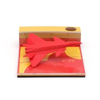 Bloc-notes militaire 3D en forme d'avion de chasse chinois, modèle de sculpture en papier d'avion tactique, papier acrylique créatif spécial