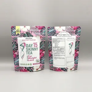 Стационарный Пакет Дой Пак из алюминиевой фольги на заказ с мешочком на молнии для тонкого чайного пакета, упаковочный пакет для травяного чая