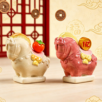 Figurine en céramique Lucky Horse Blind Box, Cheval de la Fortune Chinois, Boîte Mystère, Décoration de Bureau Mignonne, Jouet d'Art de Collection