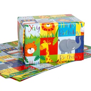 Custom Birthday Animals Pattern Recyclable Gift <b>Wrap</b> <b>Paper</b> <b>Roll</b> 100GSM Double-Sided Coated Art <b>Paper</b> Eco-Friendly Digital - Product Image 2