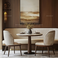 Canapé en velours avec table ronde en marbre en forme de L pour hôtel moderne, table et chaises de café, restaurant, mobilier de stand