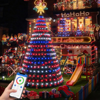 Lampu Natal LED Programmable IP65 Tinggi 2.1m dengan Kontrol Aplikasi Magic Dot dan Kabel Kulit untuk Dekorasi Liburan Dalam dan Luar Ruangan
