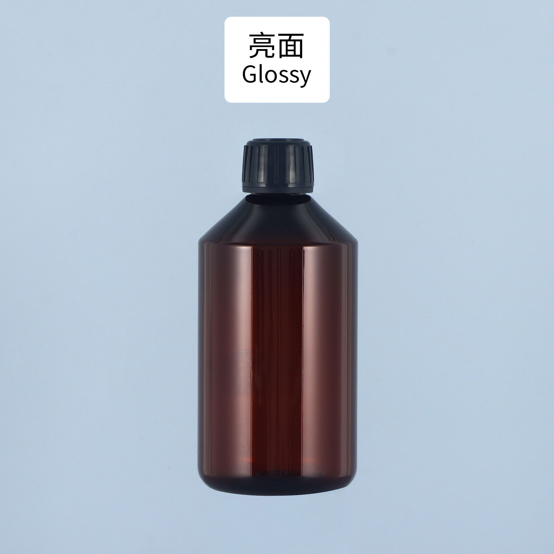 Bouteille de thé brillante avec bouchon de rosée pure noire