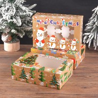Boîte d'emballage rectangulaire de Noël pour cupcakes, pâtisseries, gâteaux, desserts/mousses, ou tartes aux œufs, avec fenêtre transparente – Excellente qualité