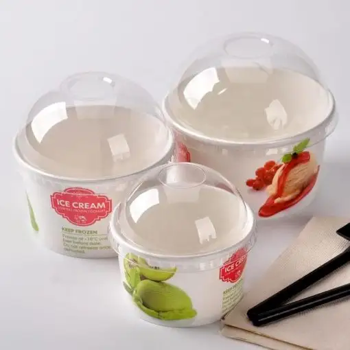 Bicchieri di carta per gelato stampati personalizzati usa e getta all'ingrosso con carta riciclabile ecologica