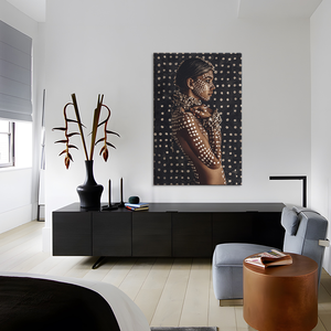 Arte africana nero femminile pittura a olio poster su tela arte immagine della parete del soggiorno - Product Image 4