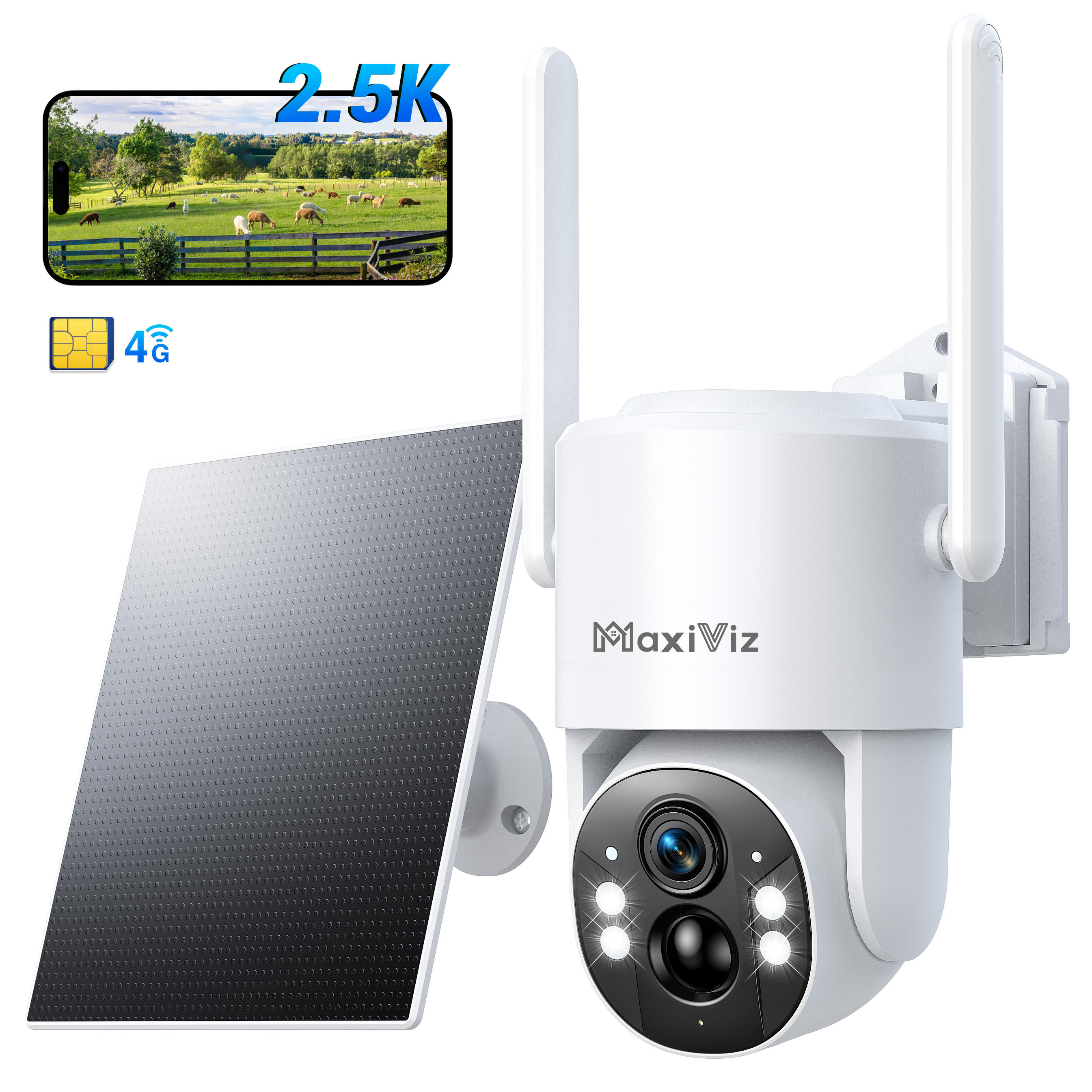 Full HD 4MP Wireless Network Solar Ptz Camera NIGHT VISION Motion