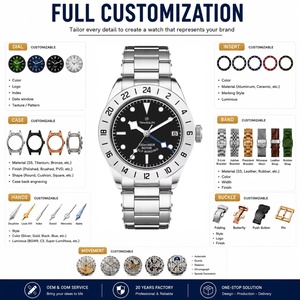 Reloj GMT Automático para Hombre con Movimiento Mecánico NH34, Cristal de Zafiro Resistente al Agua 20 ATM, Marca Privada ODM OEM, con Fecha - Product Image 1