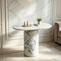 Table d'appoint elliptique en marbre de Carrare, style moderne et luxueux, pour la décoration de la maison, du salon et de la villa