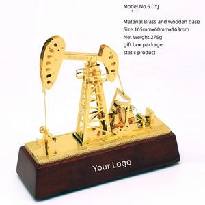 Античная масляная скульптура прототип позолоченный Pumpjack платформа деревянная металлическая модель Ангел гравировка резная латунь масло Рождество - Product Image 5