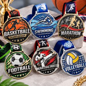 Medallas Personalizadas para Competencias Deportivas Múltiples: Baloncesto, Natación, Fútbol, Voleibol, Artes Marciales, con Cintas Personalizadas, OEM, ODM - Product Image 1