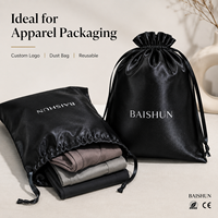Pochette en satin de soie noire personnalisée avec cordon de serrage, pochette pour extensions de cheveux avec logo personnalisé pour cadeaux
