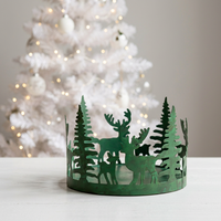 Porte-bougie votif en métal vert de grande taille, à thème de Noël, pour la décoration de la maison