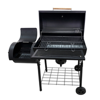 Grand barbecue sans fumée en acier de qualité supérieure, deux brûleurs, barbecue au charbon de bois commercial d'extérieur, barbecue portable avec plaque latérale