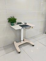 Table de travail pneumatique moderne pour la maison, hauteur réglable, facile à déplacer, pliable, en panneau de fibres à densité moyenne, durable, avec plateau en verre